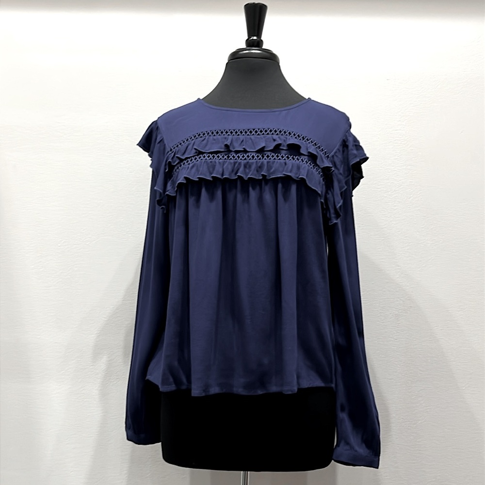 Dark Blue Ruffle LS